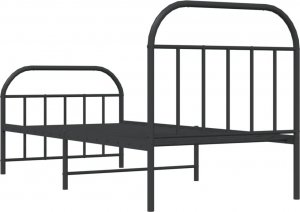 vidaXL vidaXL Metalowa rama łóżka z wezgłowiem i zanóżkiem, czarna, 90x190 cm 8