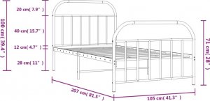 vidaXL vidaXL Metalowa rama łóżka z wezgłowiem i zanóżkiem, czarna, 100x200cm 10