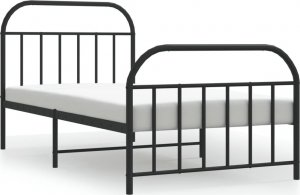 vidaXL vidaXL Metalowa rama łóżka z wezgłowiem i zanóżkiem, czarna, 107x203cm 2