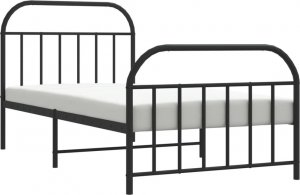 vidaXL vidaXL Metalowa rama łóżka z wezgłowiem i zanóżkiem, czarna, 107x203cm 4