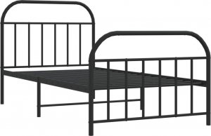 vidaXL vidaXL Metalowa rama łóżka z wezgłowiem i zanóżkiem, czarna, 107x203cm 5