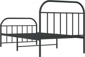 vidaXL vidaXL Metalowa rama łóżka z wezgłowiem i zanóżkiem, czarna, 107x203cm 8