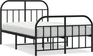 vidaXL vidaXL Metalowa rama łóżka z wezgłowiem i zanóżkiem, czarna, 120x190cm 2