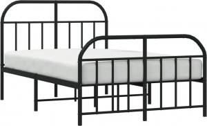 vidaXL vidaXL Metalowa rama łóżka z wezgłowiem i zanóżkiem, czarna, 120x190cm 4