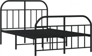 vidaXL vidaXL Metalowa rama łóżka z wezgłowiem i zanóżkiem, czarna, 120x190cm 5