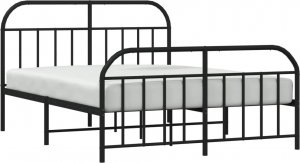 vidaXL vidaXL Metalowa rama łóżka z wezgłowiem i zanóżkiem, czarna, 135x190cm 4