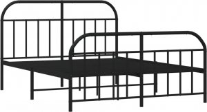 vidaXL vidaXL Metalowa rama łóżka z wezgłowiem i zanóżkiem, czarna, 135x190cm 5