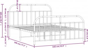 vidaXL vidaXL Metalowa rama łóżka z wezgłowiem i zanóżkiem, czarna, 135x190cm 10