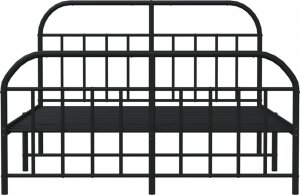 vidaXL vidaXL Metalowa rama łóżka z wezgłowiem i zanóżkiem, czarna, 140x190cm 6