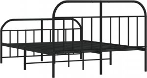vidaXL vidaXL Metalowa rama łóżka z wezgłowiem i zanóżkiem, czarna, 140x190cm 8