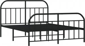 vidaXL vidaXL Metalowa rama łóżka z wezgłowiem i zanóżkiem, czarna, 140x200cm 5