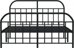 vidaXL vidaXL Metalowa rama łóżka z wezgłowiem i zanóżkiem, czarna, 140x200cm 6