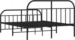 vidaXL vidaXL Metalowa rama łóżka z wezgłowiem i zanóżkiem, czarna, 140x200cm 8