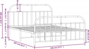vidaXL vidaXL Metalowa rama łóżka z wezgłowiem i zanóżkiem, czarna, 140x200cm 10