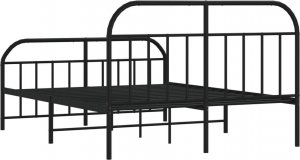 vidaXL vidaXL Metalowa rama łóżka z wezgłowiem i zanóżkiem, czarna, 150x200cm 8