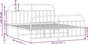 vidaXL vidaXL Metalowa rama łóżka z wezgłowiem i zanóżkiem, czarna, 180x200cm 10