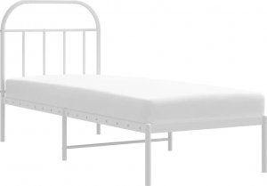 vidaXL vidaXL Metalowa rama łóżka z wezgłowiem, biała, 75x190 cm 4