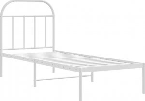 vidaXL vidaXL Metalowa rama łóżka z wezgłowiem, biała, 75x190 cm 5