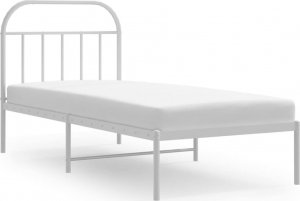 vidaXL vidaXL Metalowa rama łóżka z wezgłowiem, biała, 90x190 cm 2