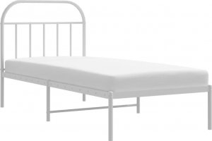 vidaXL vidaXL Metalowa rama łóżka z wezgłowiem, biała, 90x200 cm 4
