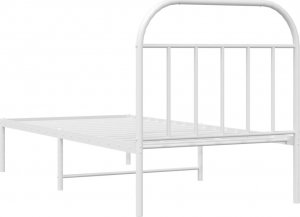 vidaXL vidaXL Metalowa rama łóżka z wezgłowiem, biała, 90x200 cm 8
