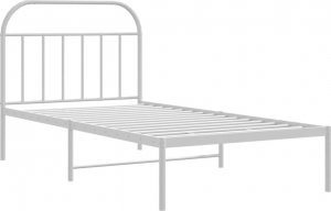 vidaXL vidaXL Metalowa rama łóżka z wezgłowiem, biała, 100x200 cm 5