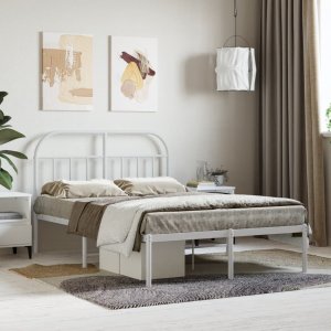 vidaXL vidaXL Metalowa rama łóżka z wezgłowiem, biała, 120x200 cm 1