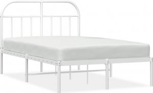 vidaXL vidaXL Metalowa rama łóżka z wezgłowiem, biała, 120x200 cm 2