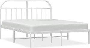 vidaXL vidaXL Metalowa rama łóżka z wezgłowiem biała, 140x200 cm 2