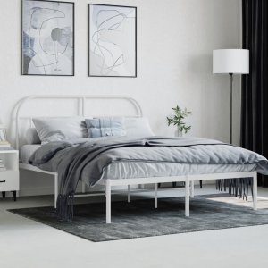 vidaXL vidaXL Metalowa rama łóżka z wezgłowiem biała, 140x200 cm 3