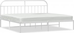 vidaXL vidaXL Metalowa rama łóżka z wezgłowiem, biała, 200x200 cm 2
