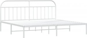 vidaXL vidaXL Metalowa rama łóżka z wezgłowiem, biała, 200x200 cm 5