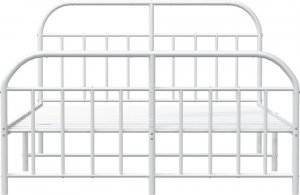 vidaXL vidaXL Metalowa rama łóżka z wezgłowiem i zanóżkiem, biała, 135x190 cm 6