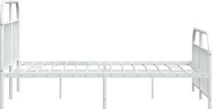 vidaXL vidaXL Metalowa rama łóżka z wezgłowiem i zanóżkiem, biała, 135x190 cm 7