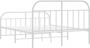 vidaXL vidaXL Metalowa rama łóżka z wezgłowiem i zanóżkiem, biała, 135x190 cm 8