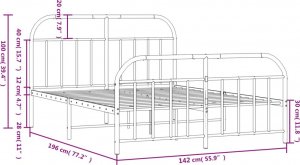 vidaXL vidaXL Metalowa rama łóżka z wezgłowiem i zanóżkiem, biała, 135x190 cm 10