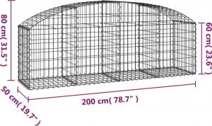 vidaXL vidaXL Łukowaty kosz gabionowy, 200x50x60/80 cm, galwanizowane żelazo 5