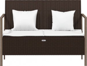 vidaXL 2-osobowa ławka ogrodowa z poduszkami, brązowa, polirattan 3