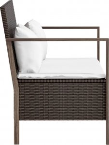 vidaXL 2-osobowa ławka ogrodowa z poduszkami, brązowa, polirattan 4