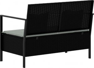 vidaXL 2-osobowa ławka ogrodowa z poduszkami, czarna, polirattan 5