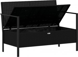 vidaXL 2-osobowa ławka ogrodowa z poduszkami, czarna, polirattan 6