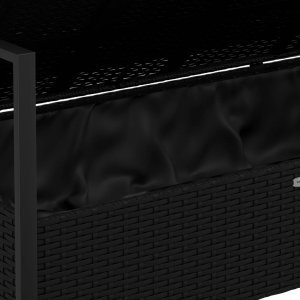 vidaXL 2-osobowa ławka ogrodowa z poduszkami, czarna, polirattan 7