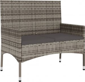 vidaXL vidaXL 2-osobowa ławka ogrodowa z poduszkami, szara, polirattan 2