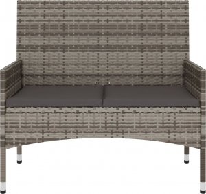 vidaXL vidaXL 2-osobowa ławka ogrodowa z poduszkami, szara, polirattan 3