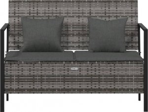 vidaXL 2-osobowa ławka ogrodowa z poduszkami, szara, polirattan 3