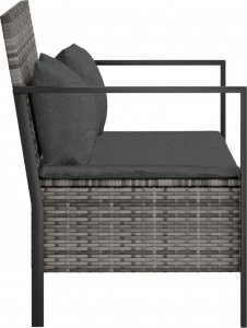 vidaXL 2-osobowa ławka ogrodowa z poduszkami, szara, polirattan 4