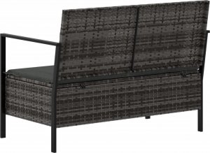 vidaXL 2-osobowa ławka ogrodowa z poduszkami, szara, polirattan 5