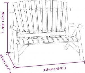 vidaXL vidaXL 2-osobowa ławka ogrodowa, 119x85x98 cm, świerkowa 6