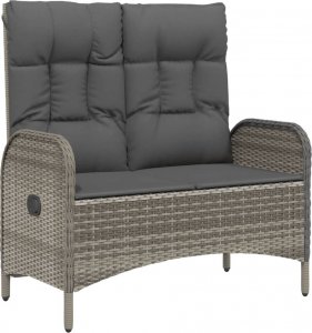 vidaXL vidaXL Rozkładana ławka ogrodowa, poduszki, 107 cm, rattan PE, szara 2