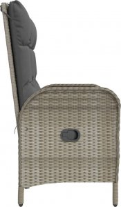 vidaXL vidaXL Rozkładana ławka ogrodowa, poduszki, 107 cm, rattan PE, szara 4